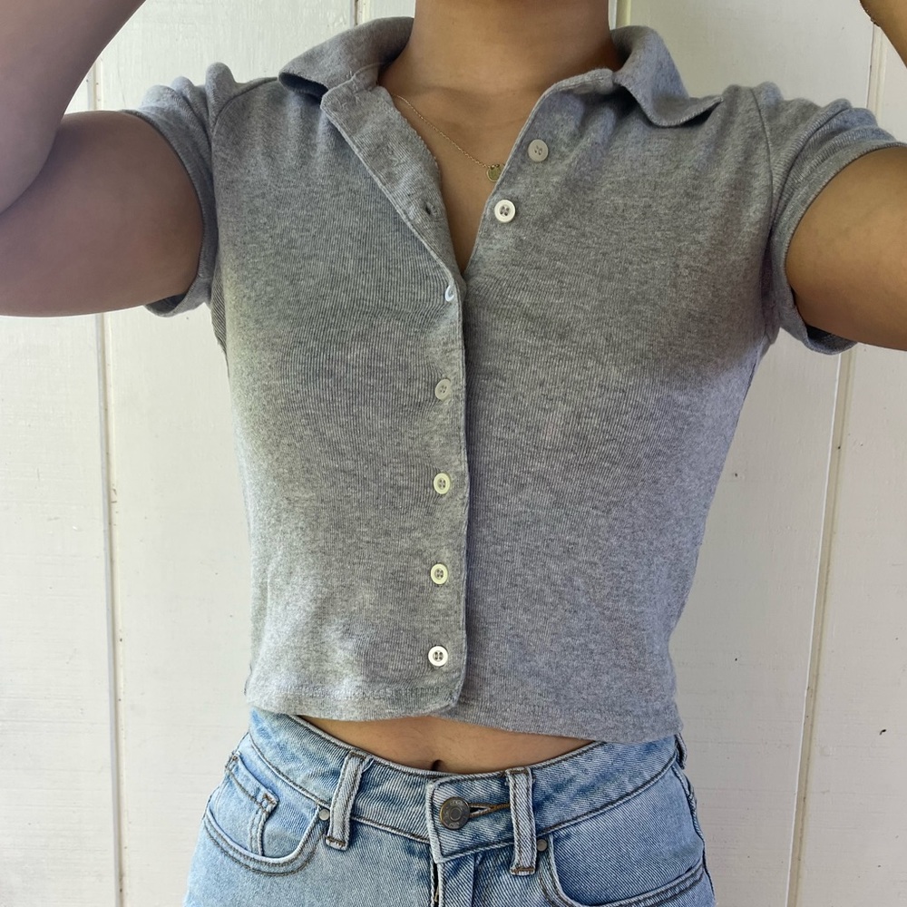 Brandy Melville Collared Grey Shirt